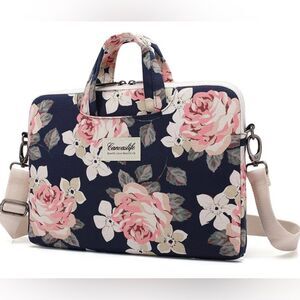 Canvaslife White Rose Patten Waterproof Shoulder Messenger Bag Case Sleeve